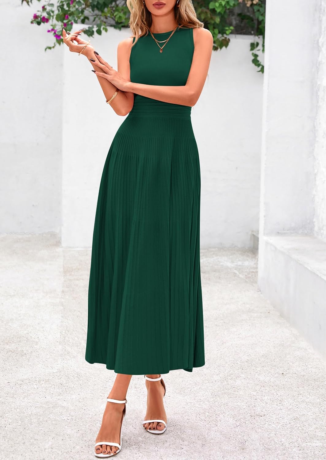 PRETTYGARDEN Women's Summer Pleated Midi Work Dress - Image 6