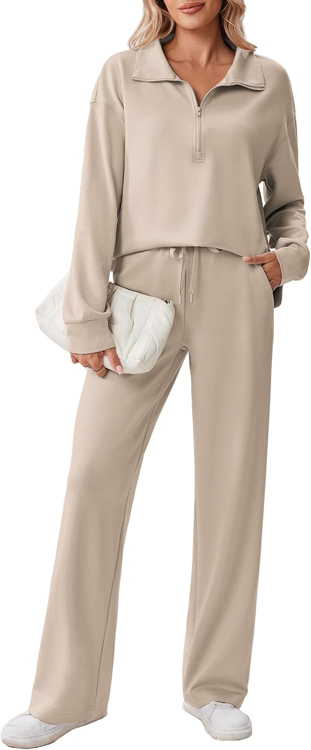 PINSPARK 2 Piece Sets for Women 1/2 Zip Sweatsuit 2026 Matching Outfit Fall