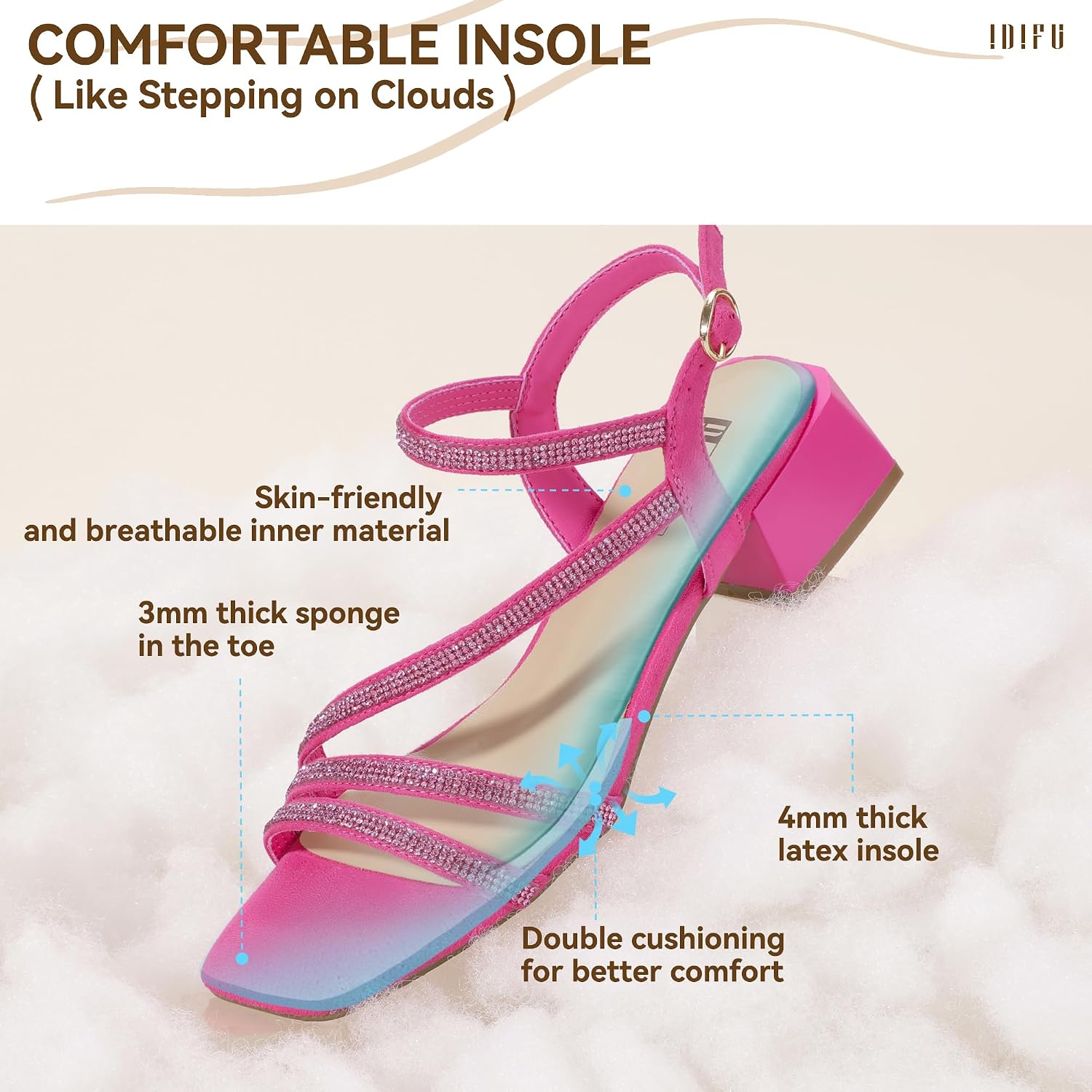IDIFU IN2 Women's Rhinestone Low