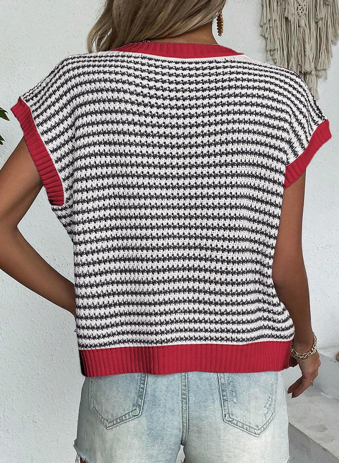 EVALESS Women's Striped Cap Sleeve