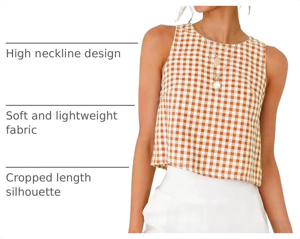 IDEALSANXUN Womens Gingham Top Spring