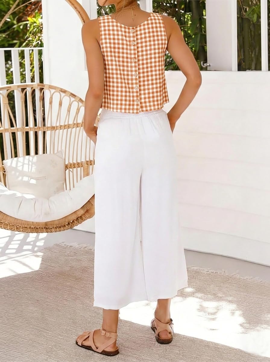 IDEALSANXUN Womens Gingham Top Spring