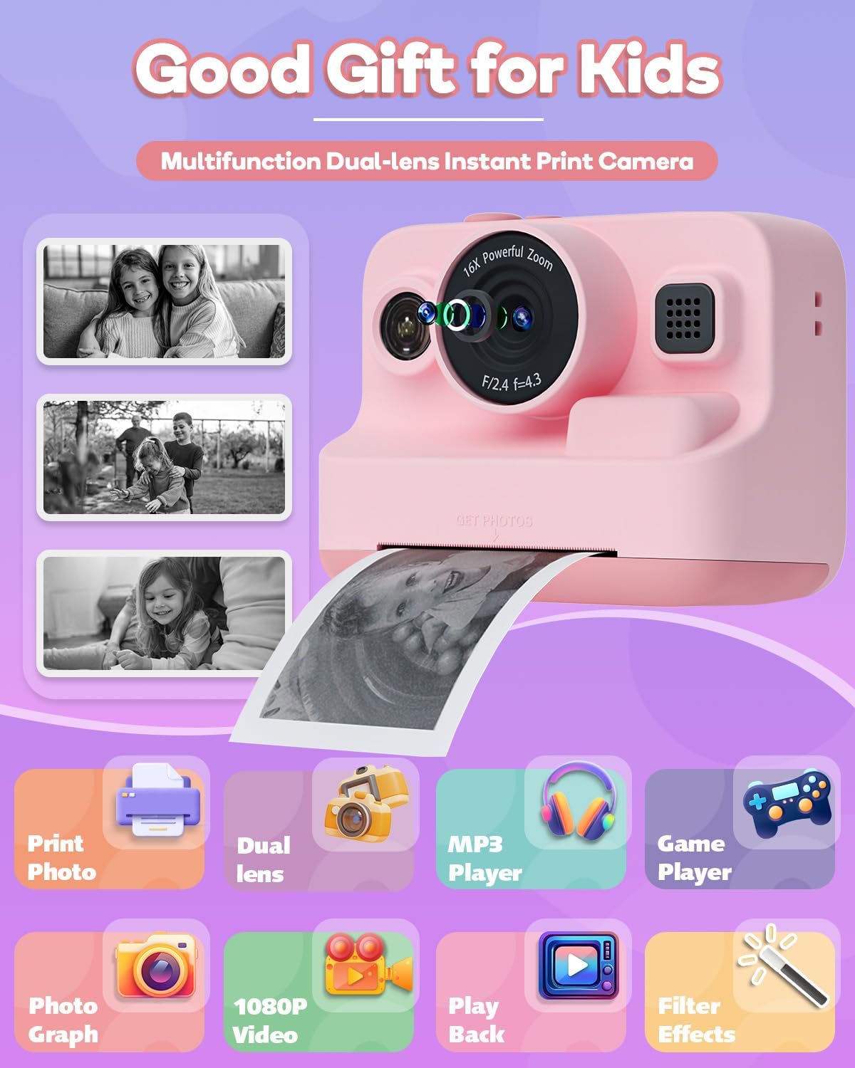 Dylanto Kids Camera Instant Print,1080P