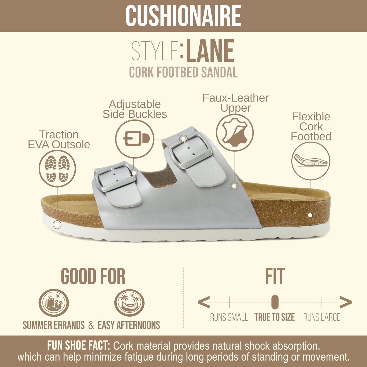 CUSHIONAIRE Lane Cork Slide Women's