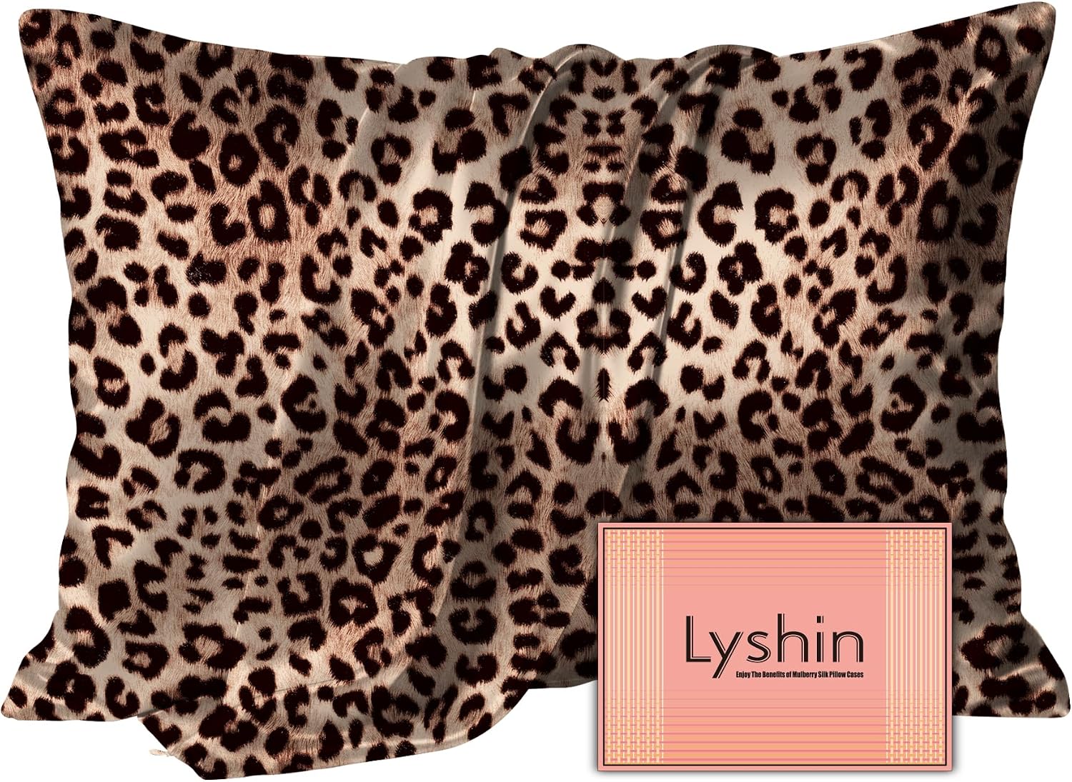 LYSHIN Silk Pillow Cases Standard Size with Hidden Zipper, Leopard