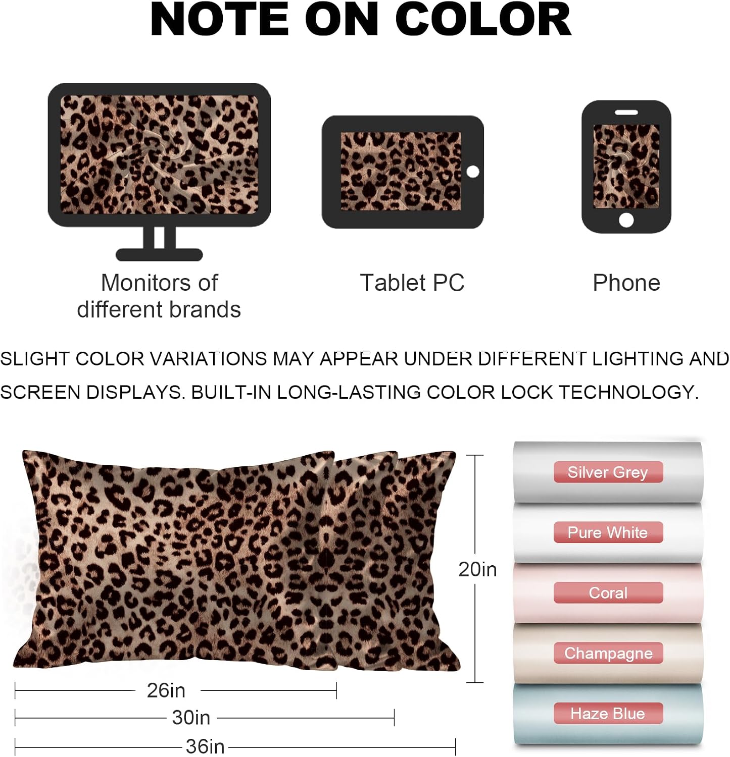 LYSHIN Silk Pillow Cases Standard Size with Hidden Zipper, Leopard - Image 7