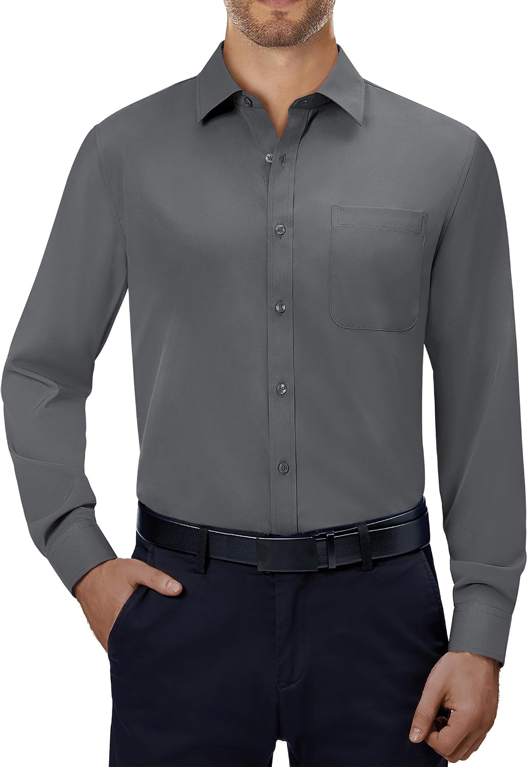 Alimens & Gentle Mens Dress Shirts Long Sleeve Stretch Button Down Shirt