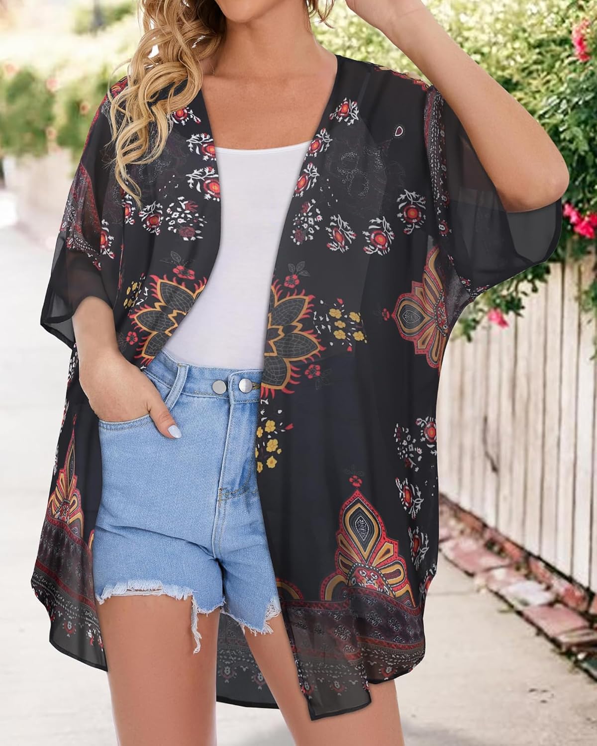 CHICGAL Womens Floral Kimono Cardigan
