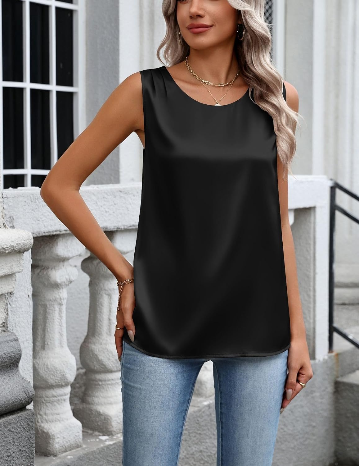 Zeagoo Womens Satin Tank Top