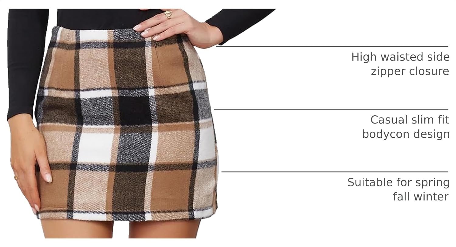 IDEALSANXUN Womens High Waist Plaid