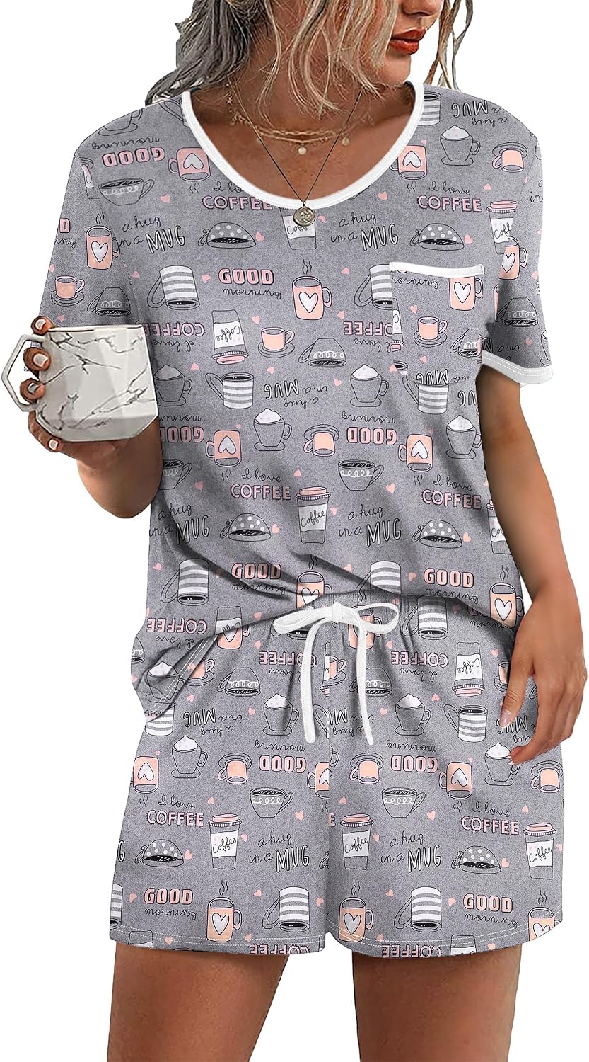 Ekouaer Pajamas for Womens Set 2 Piece Soft Sleepwear, Chest Pocket