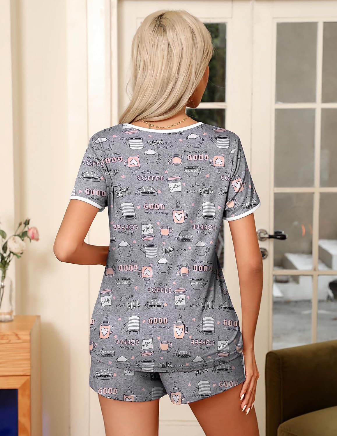 Ekouaer Pajamas for Womens Set 2 Piece Soft Sleepwear, Chest Pocket - Image 4