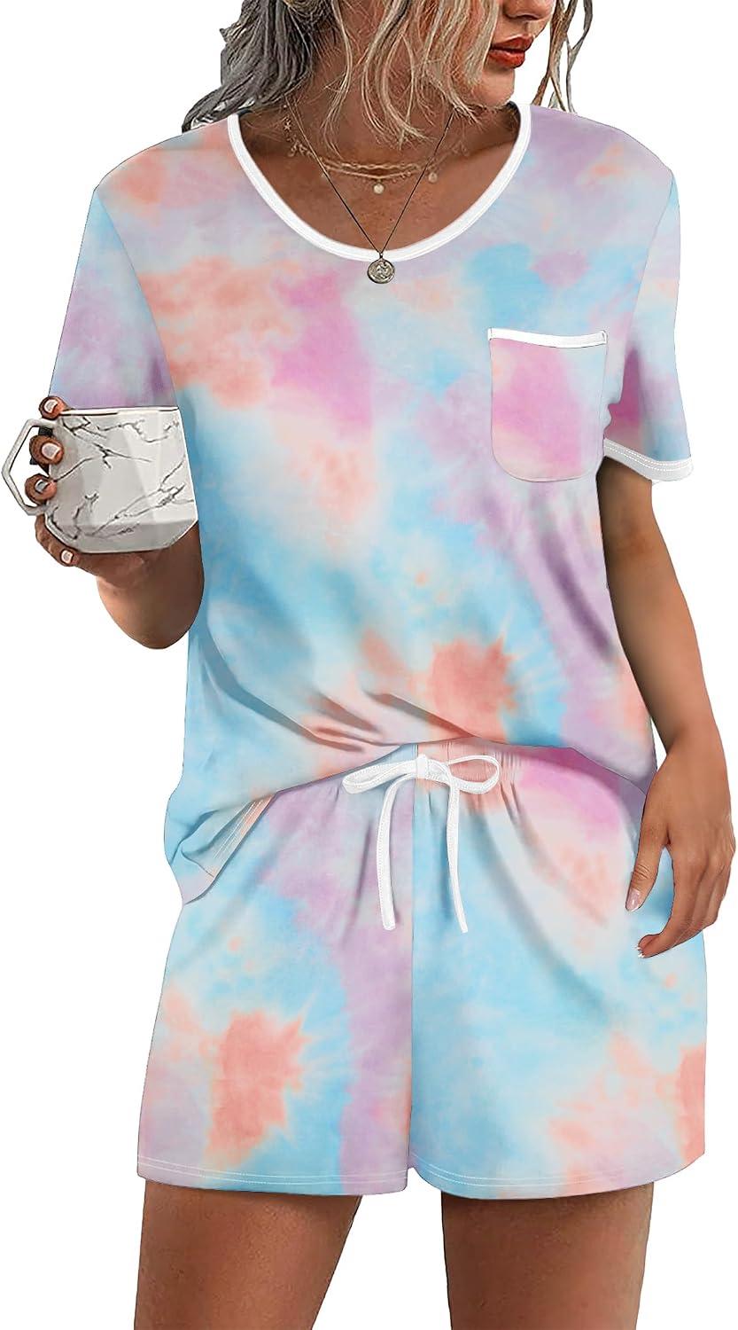 Ekouaer Pajamas for Womens Set 2 Piece Soft Sleepwear, Chest Pocket