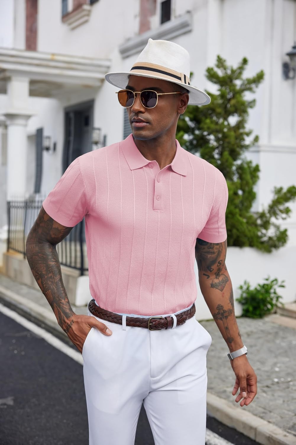 COOFANDY Mens Knit Polo Shirts