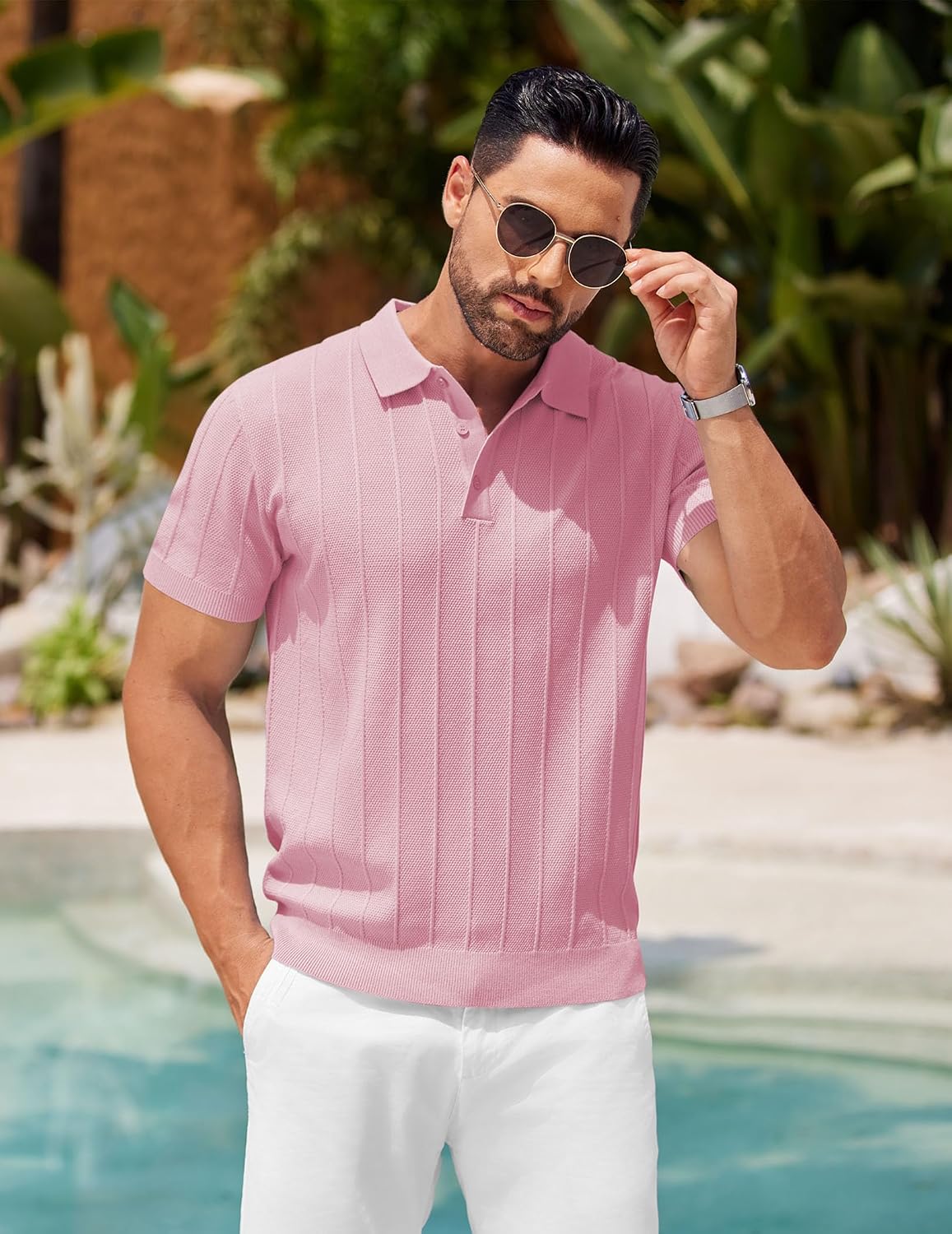 COOFANDY Mens Knit Polo Shirts