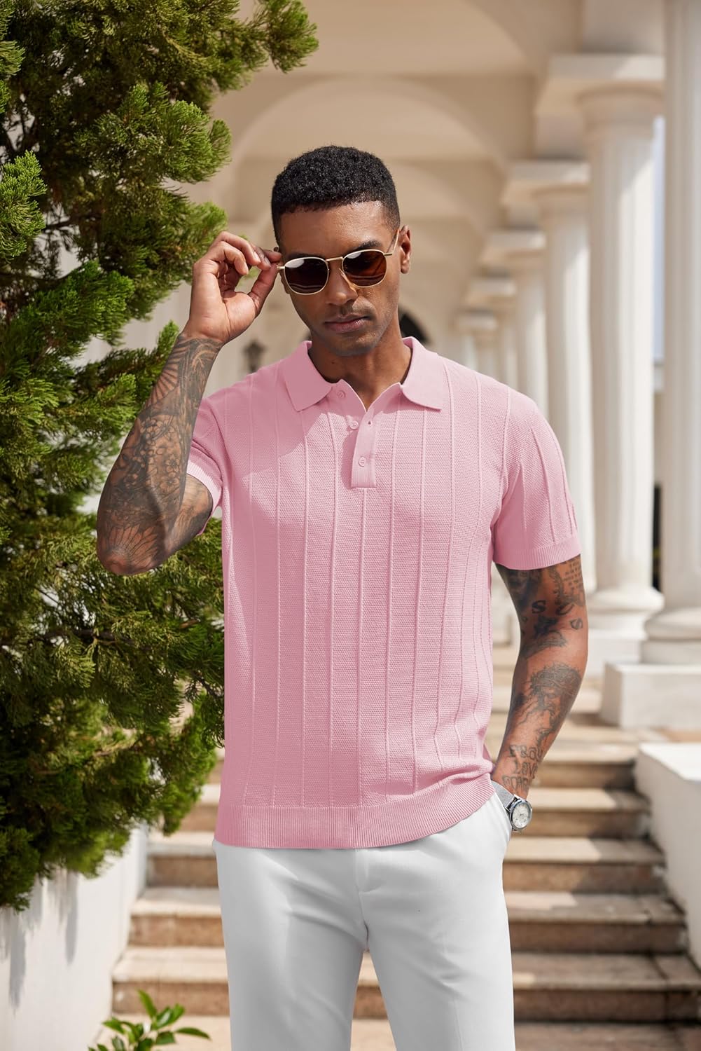 COOFANDY Mens Knit Polo Shirts