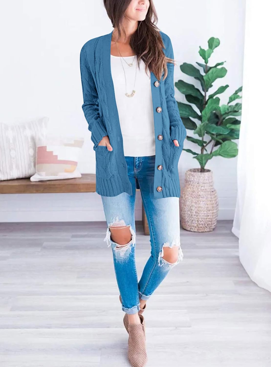 PRETTYGARDEN Women Chunky Cable Knit