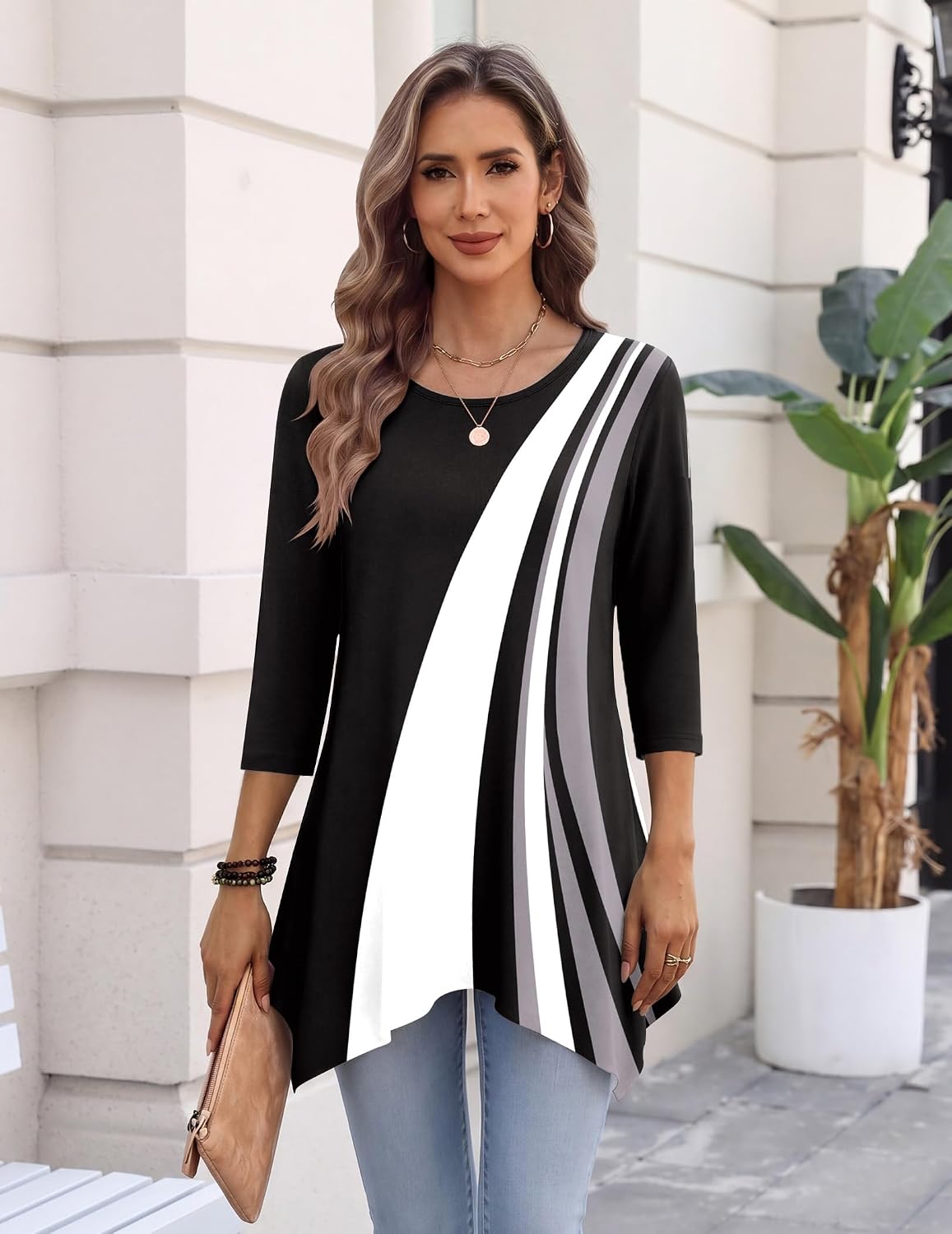 Zeagoo Womens Tops 3/4 Sleeve