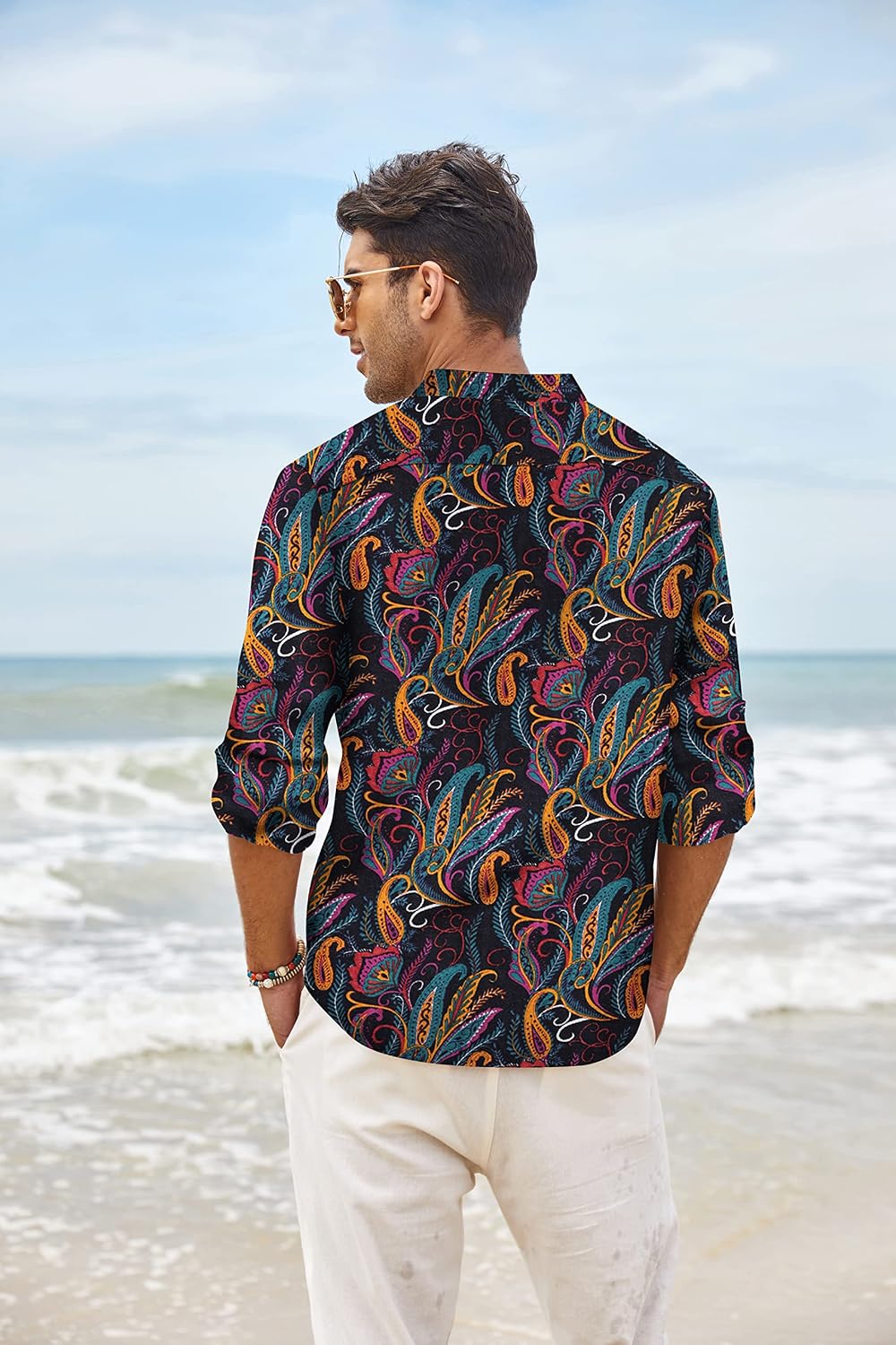 COOFANDY Men's Cotton Linen Henley