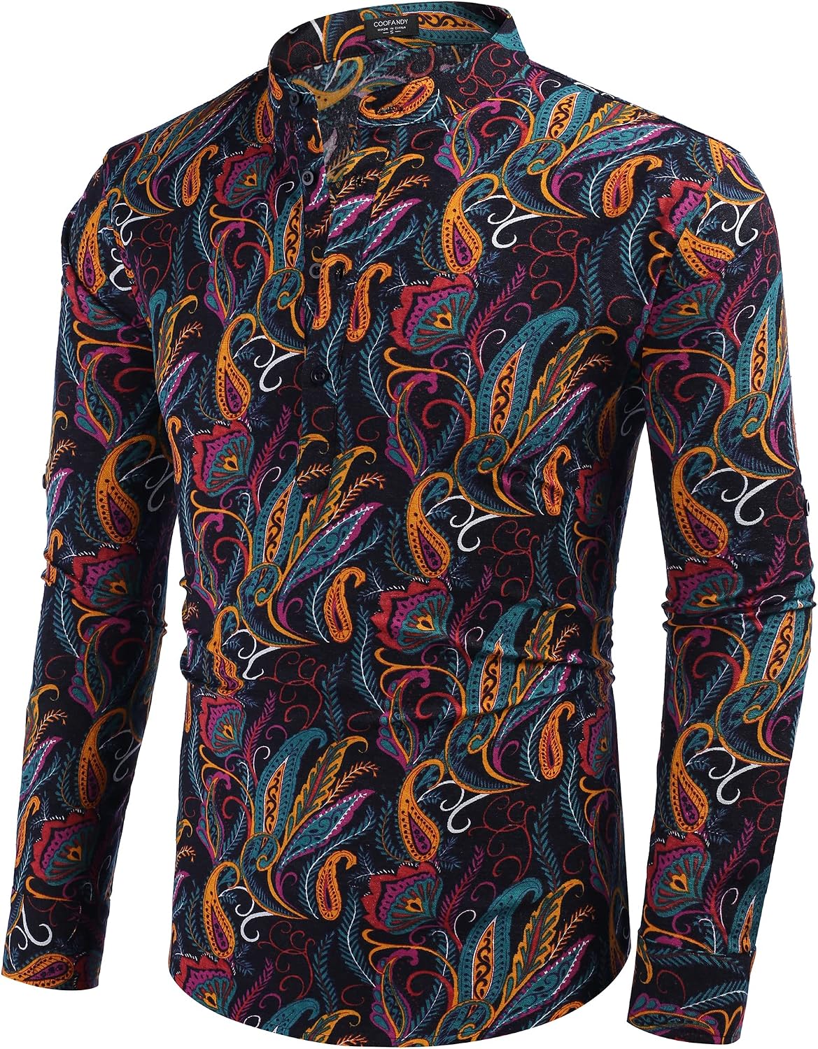 COOFANDY Men's Cotton Linen Henley