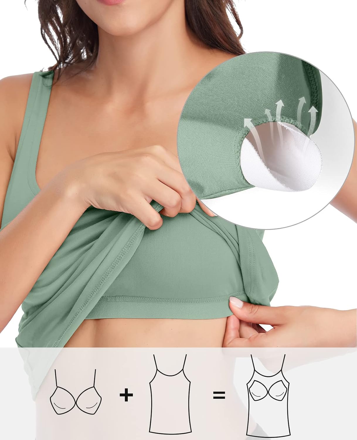 V FOR CITY Women Tank Tops with Built in Bra Cotton Padded Camisole - Image 4