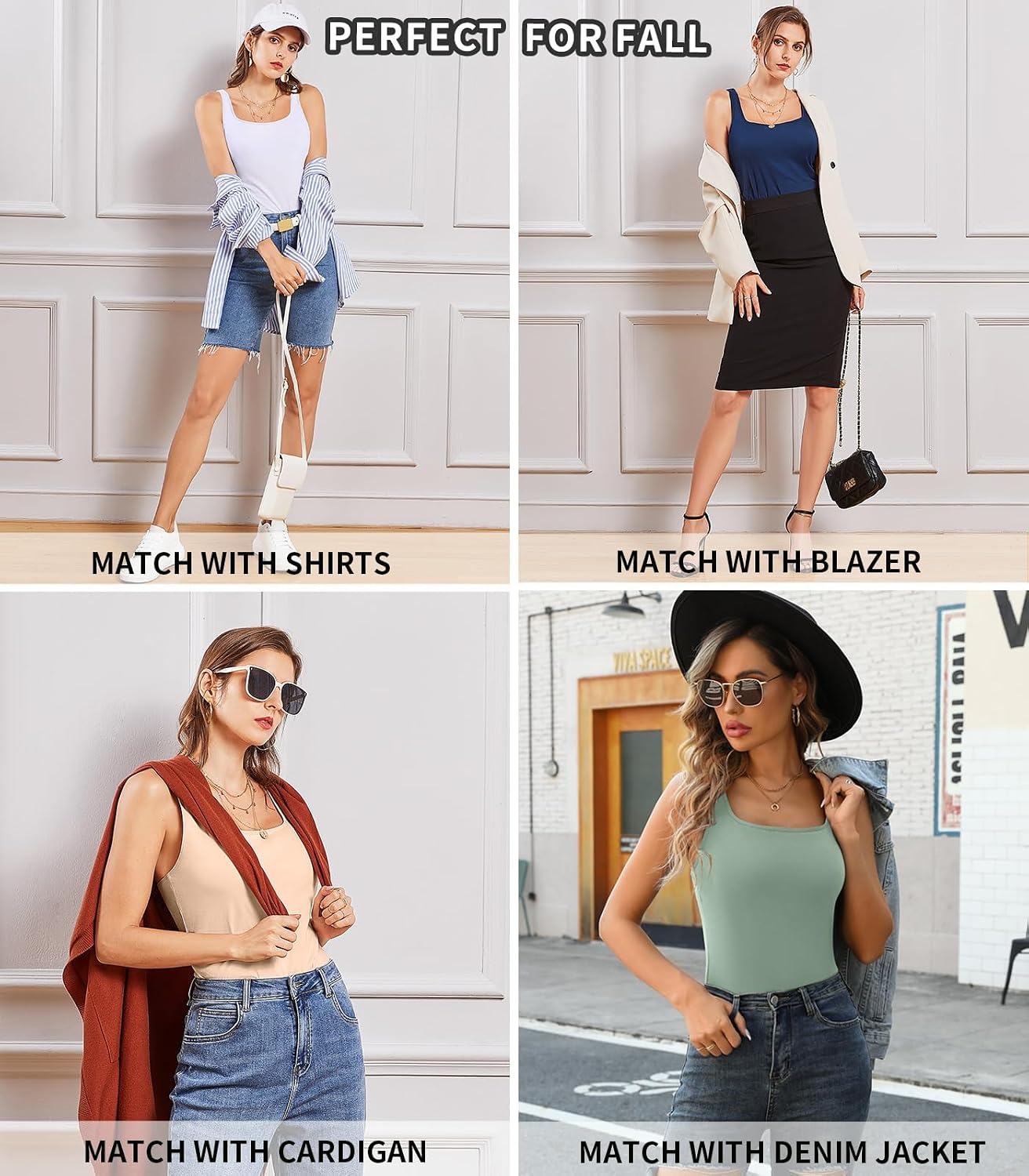 V FOR CITY Women Tank Tops with Built in Bra Cotton Padded Camisole - Image 7