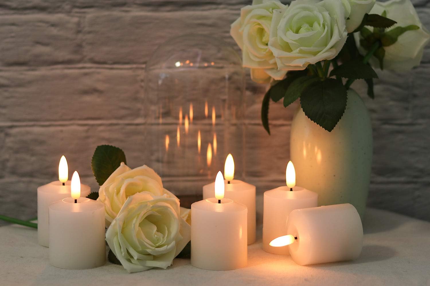 GenSwin Wax Votive Flameless Candles Battery Operated with Timer White - Image 4