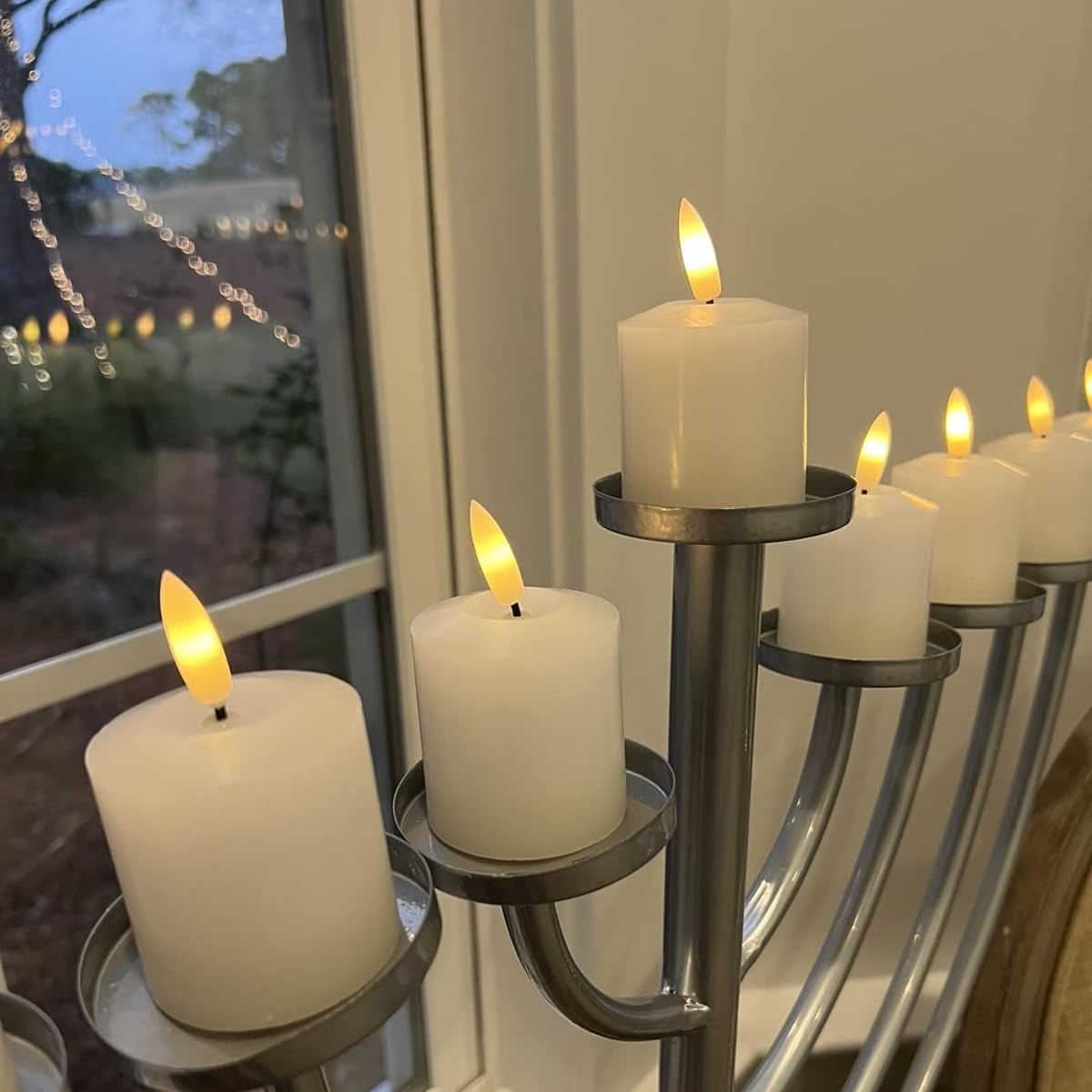 GenSwin Wax Votive Flameless Candles Battery Operated with Timer White - Image 6