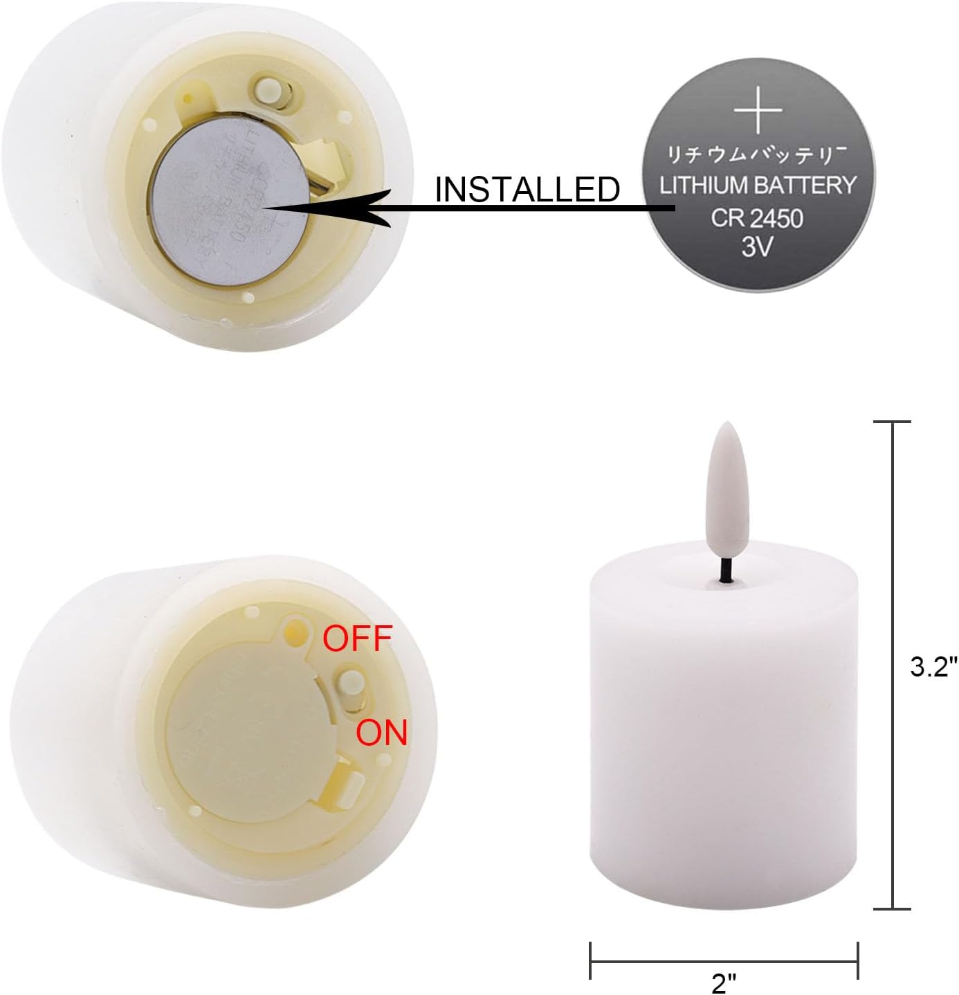 GenSwin Wax Votive Flameless Candles Battery Operated with Timer White - Image 7