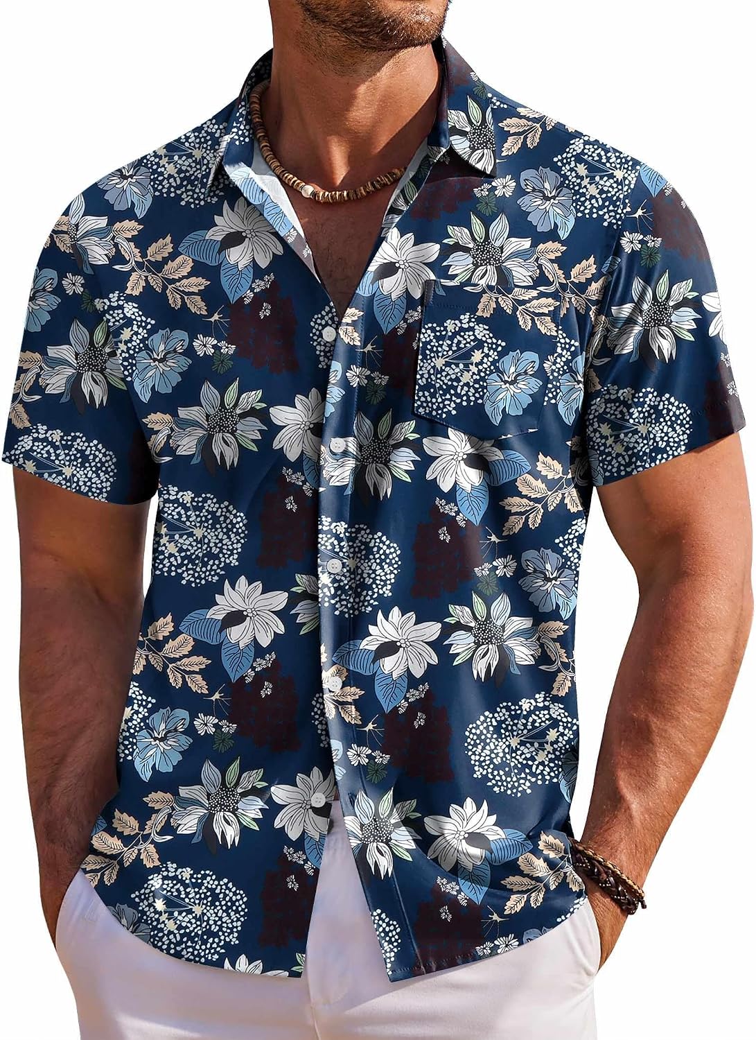 COOFANDY Men's Hawaiian Shirt Short