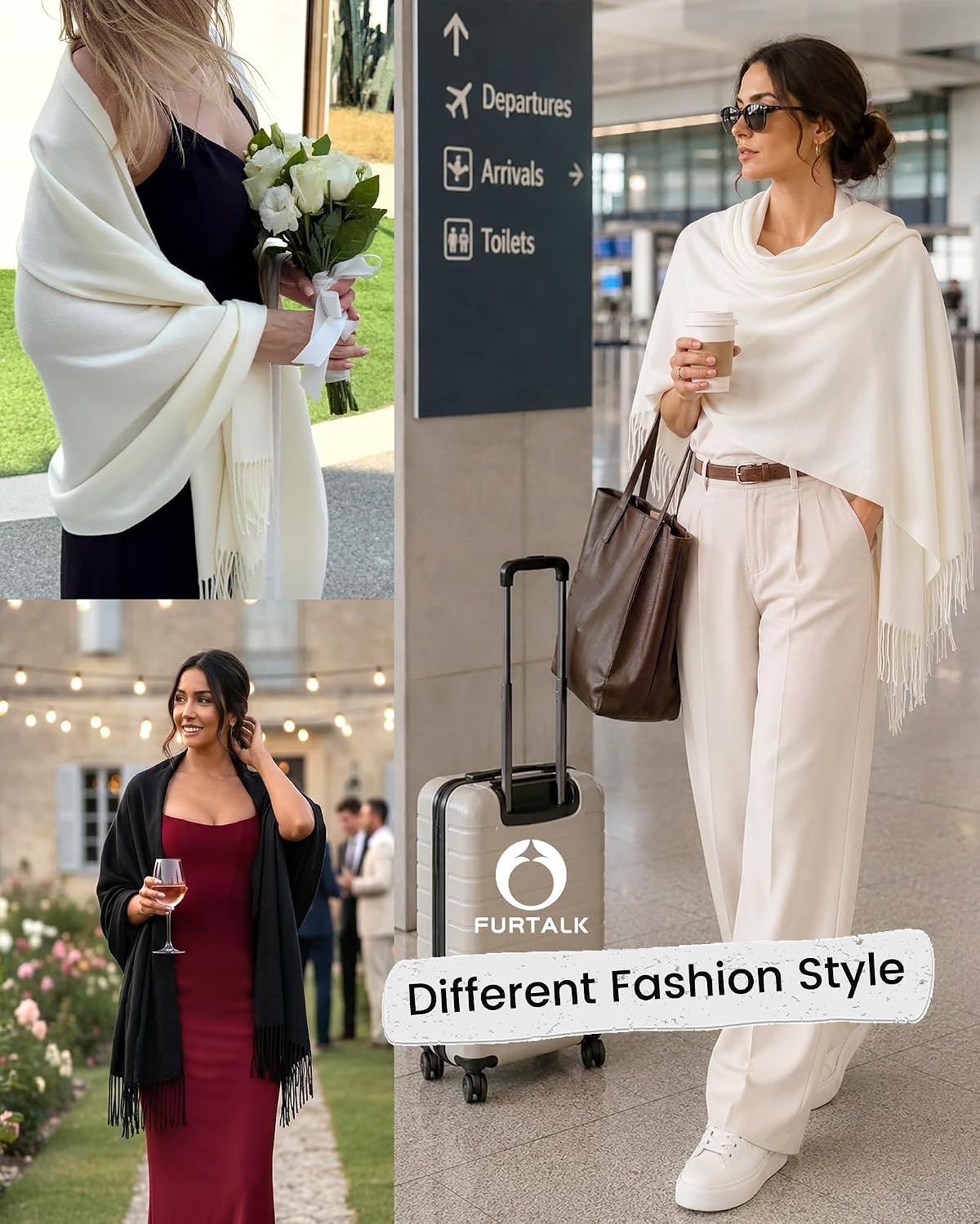 FURTALK Women's Soft Shawl Wrap Scarf for Wedding Travel - Image 4