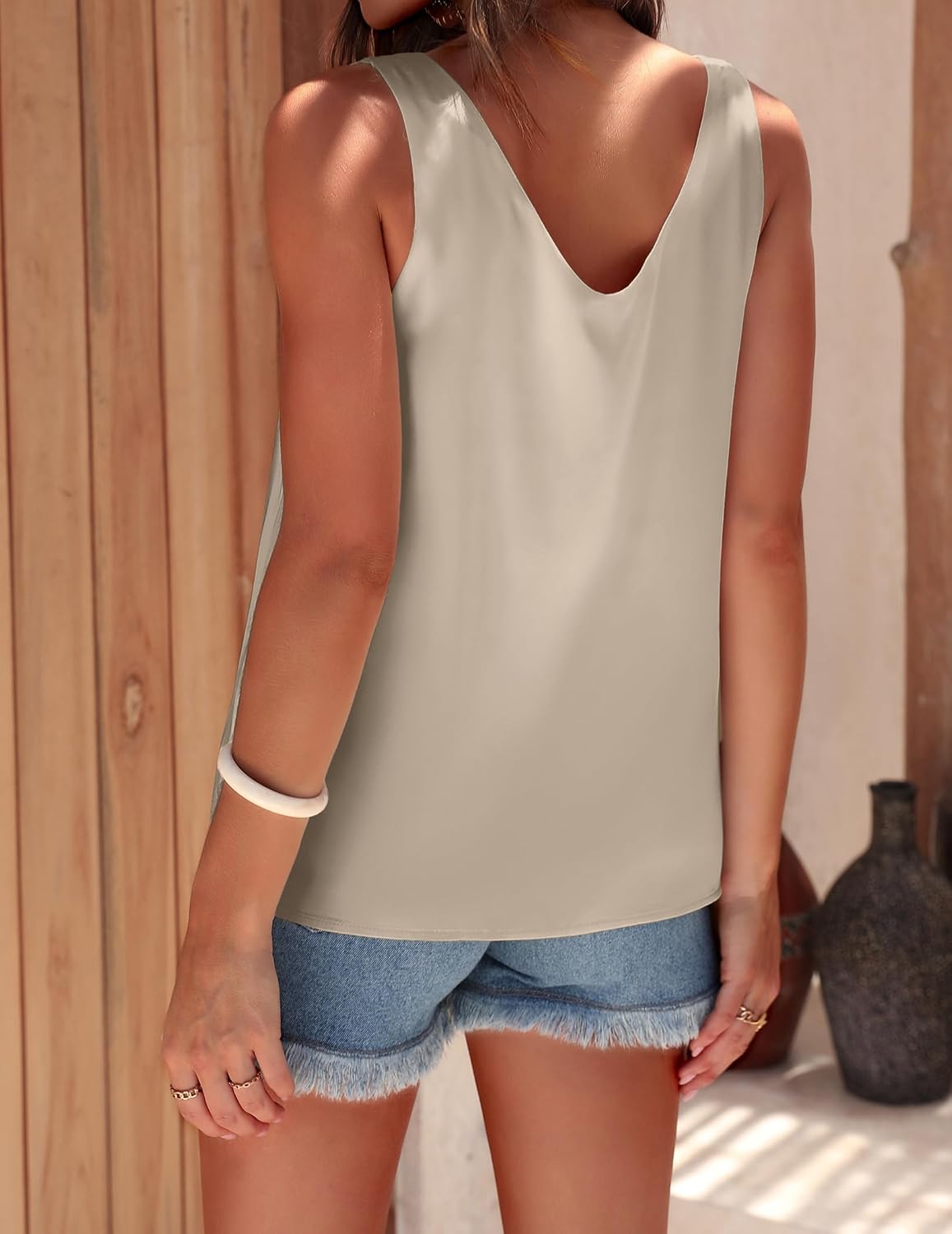 Ekouaer Womens Satin Tank Tops