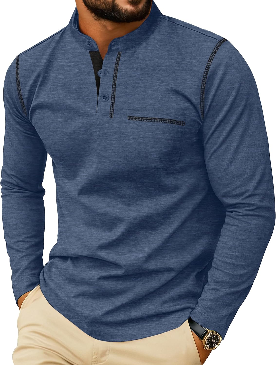 Sailwind Men's Henley Shirts Long