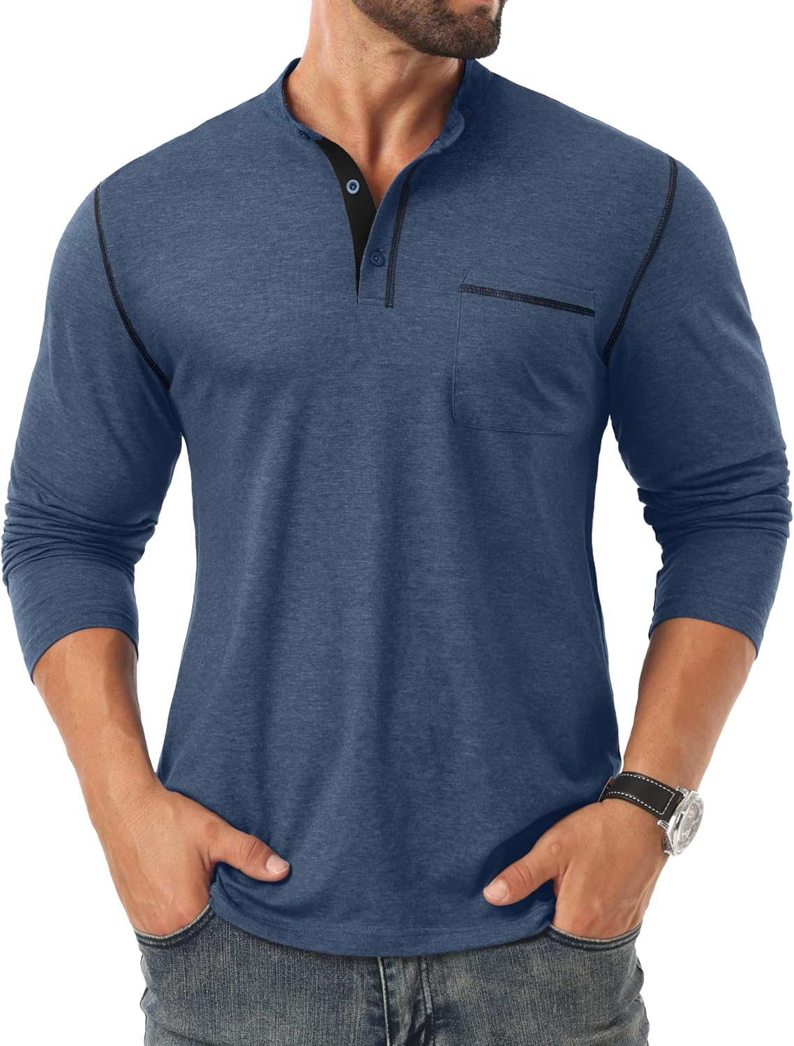 Sailwind Men's Henley Shirts Long