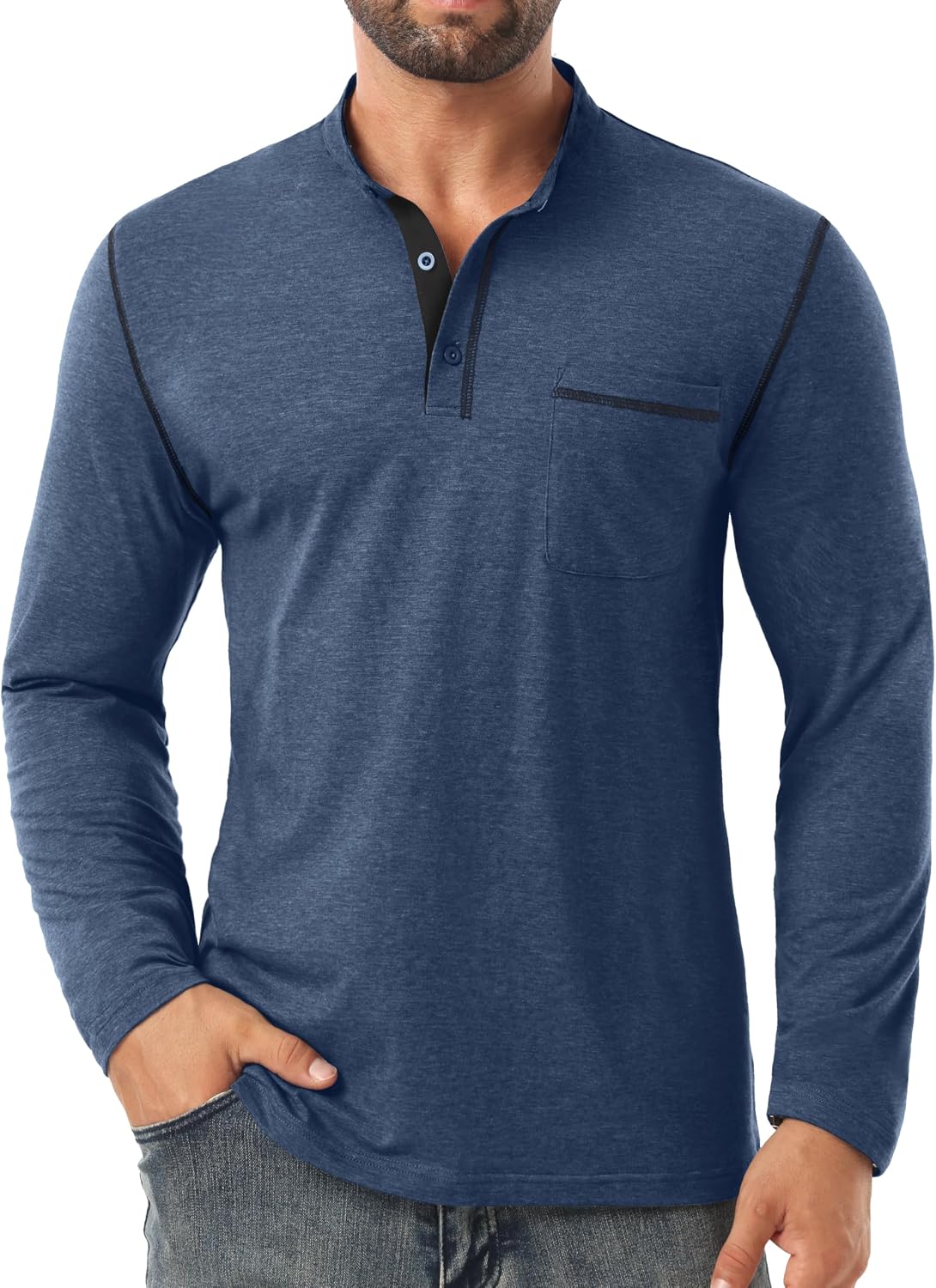 Sailwind Men's Henley Shirts Long