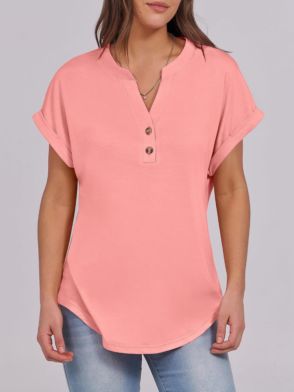 ANRABESS Womens Short Sleeve Henley