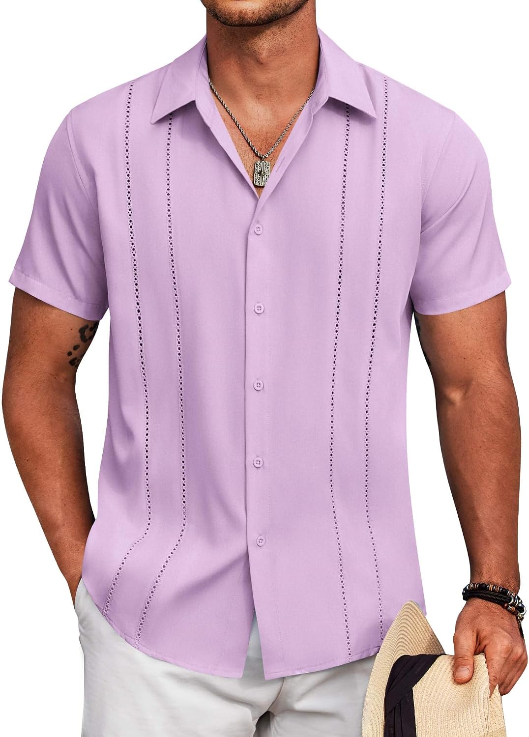 COOFANDY Mens Cuban Guayabera Shirt