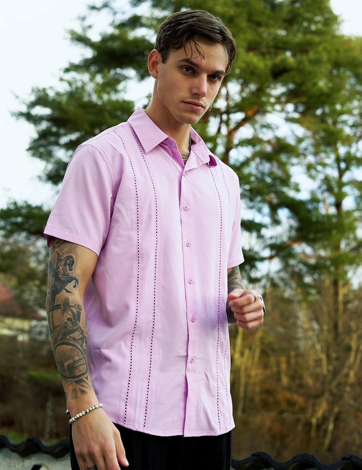 COOFANDY Mens Cuban Guayabera Shirt