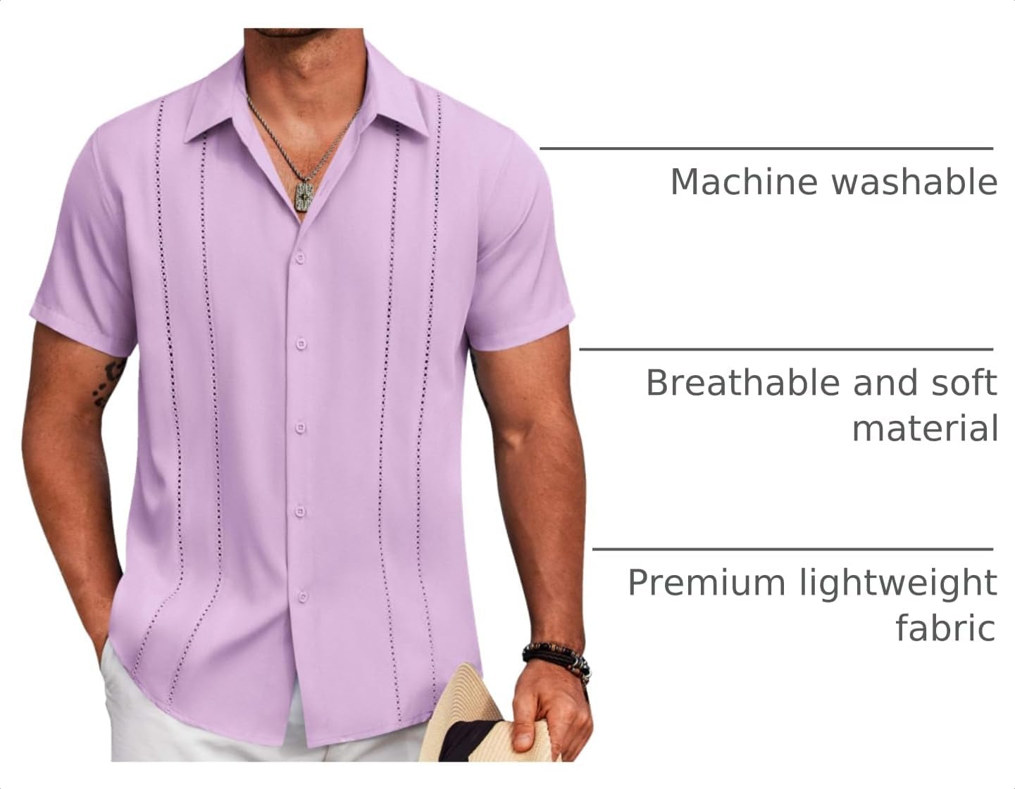 COOFANDY Mens Cuban Guayabera Shirt