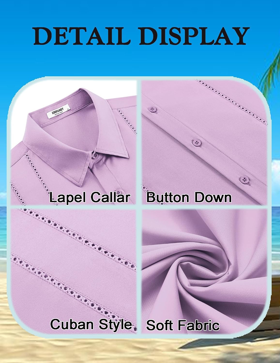 COOFANDY Mens Cuban Guayabera Shirt