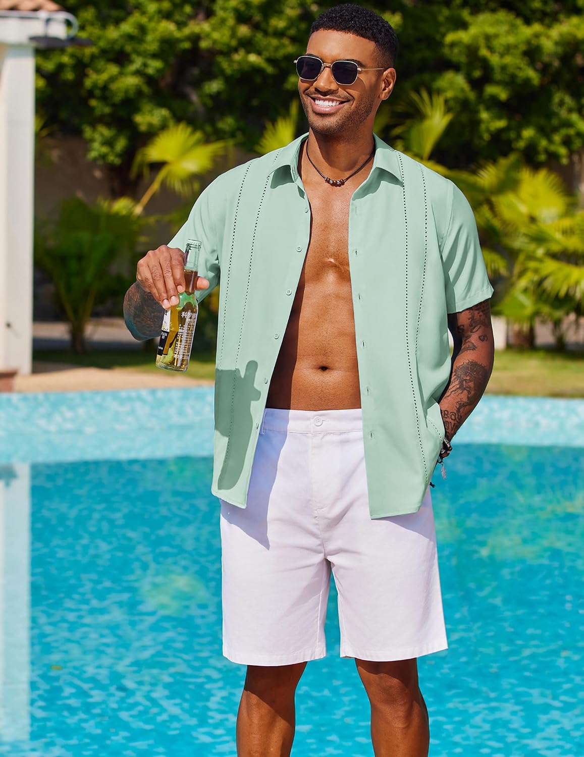 COOFANDY Mens Cuban Guayabera Shirt