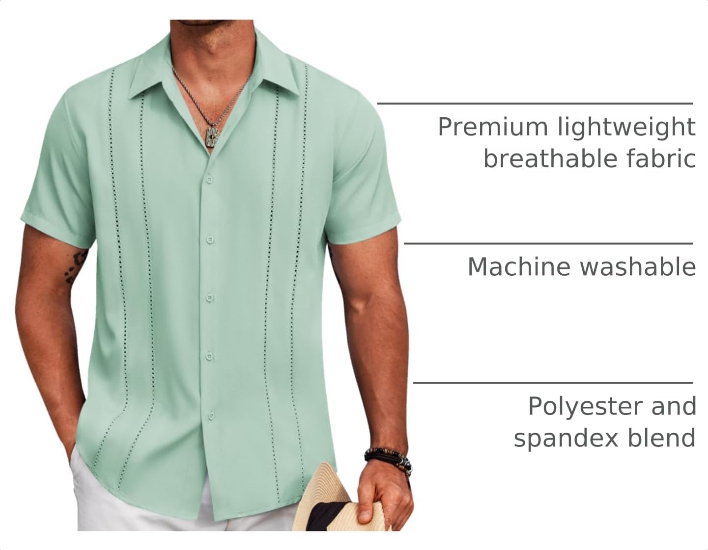 COOFANDY Mens Cuban Guayabera Shirt