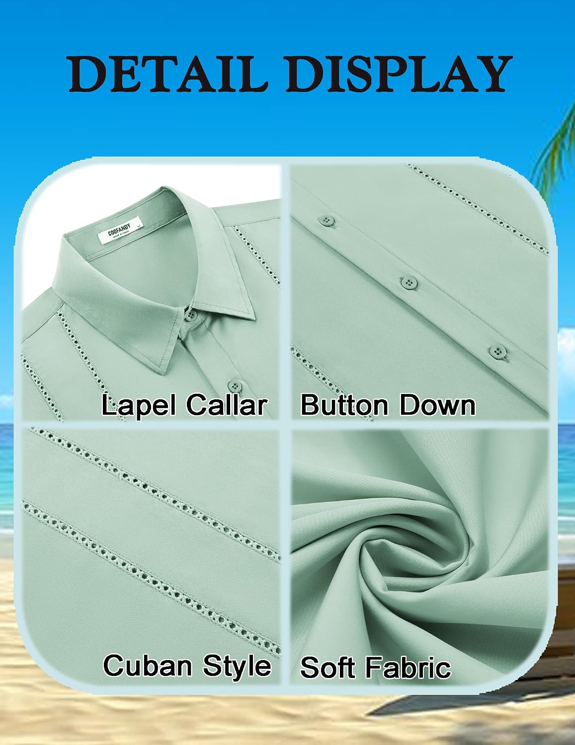 COOFANDY Mens Cuban Guayabera Shirt