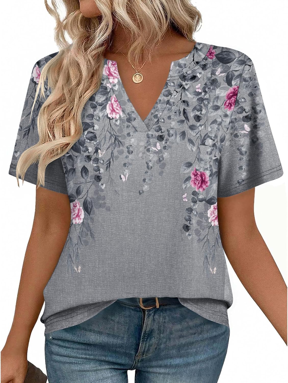 Zeagoo Womens Tops Short Sleeve V Neck Tee Shirts Cute Dressy Casual