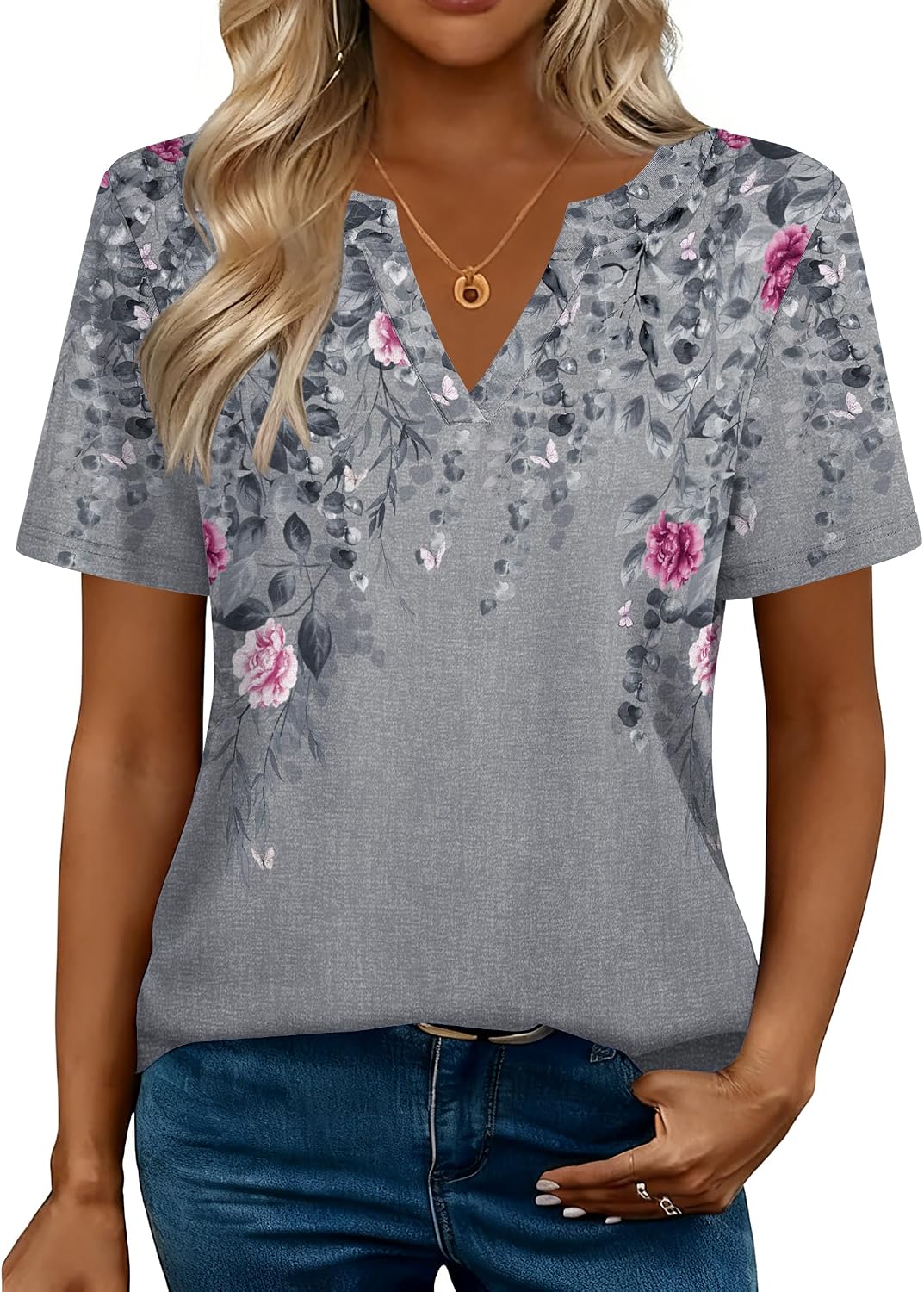 Zeagoo Womens Tops Short Sleeve V Neck Tee Shirts Cute Dressy Casual - Image 4