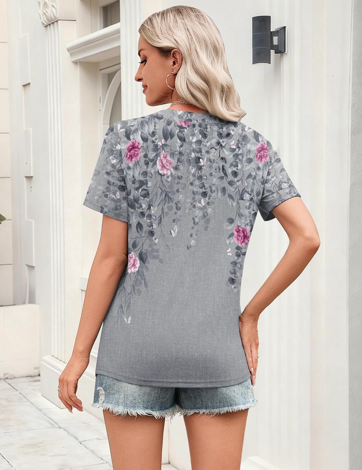 Zeagoo Womens Tops Short Sleeve V Neck Tee Shirts Cute Dressy Casual - Image 6