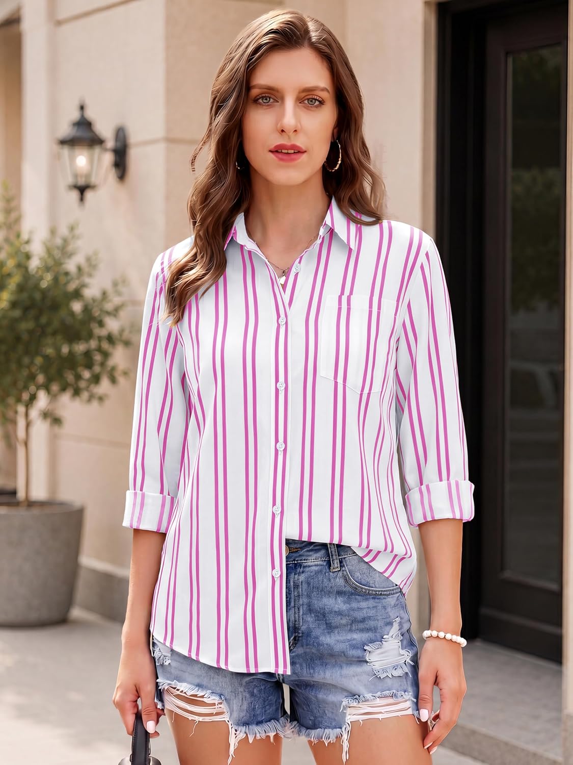 hearain Super Soft Striped Button