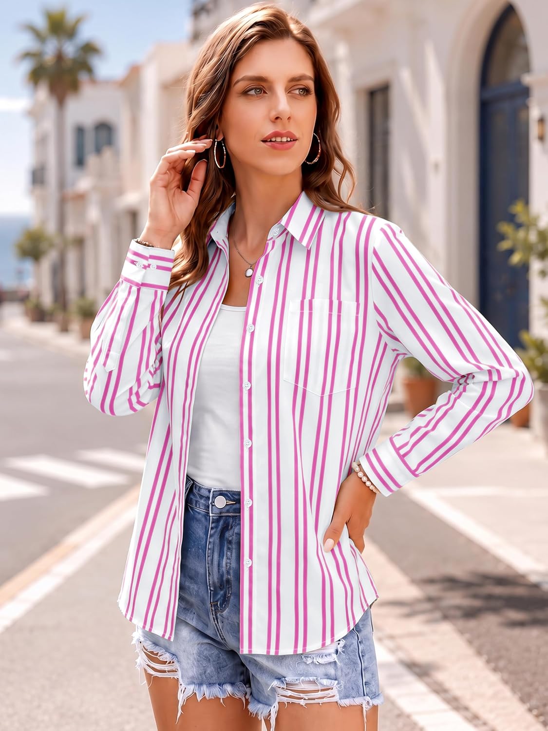 hearain Super Soft Striped Button