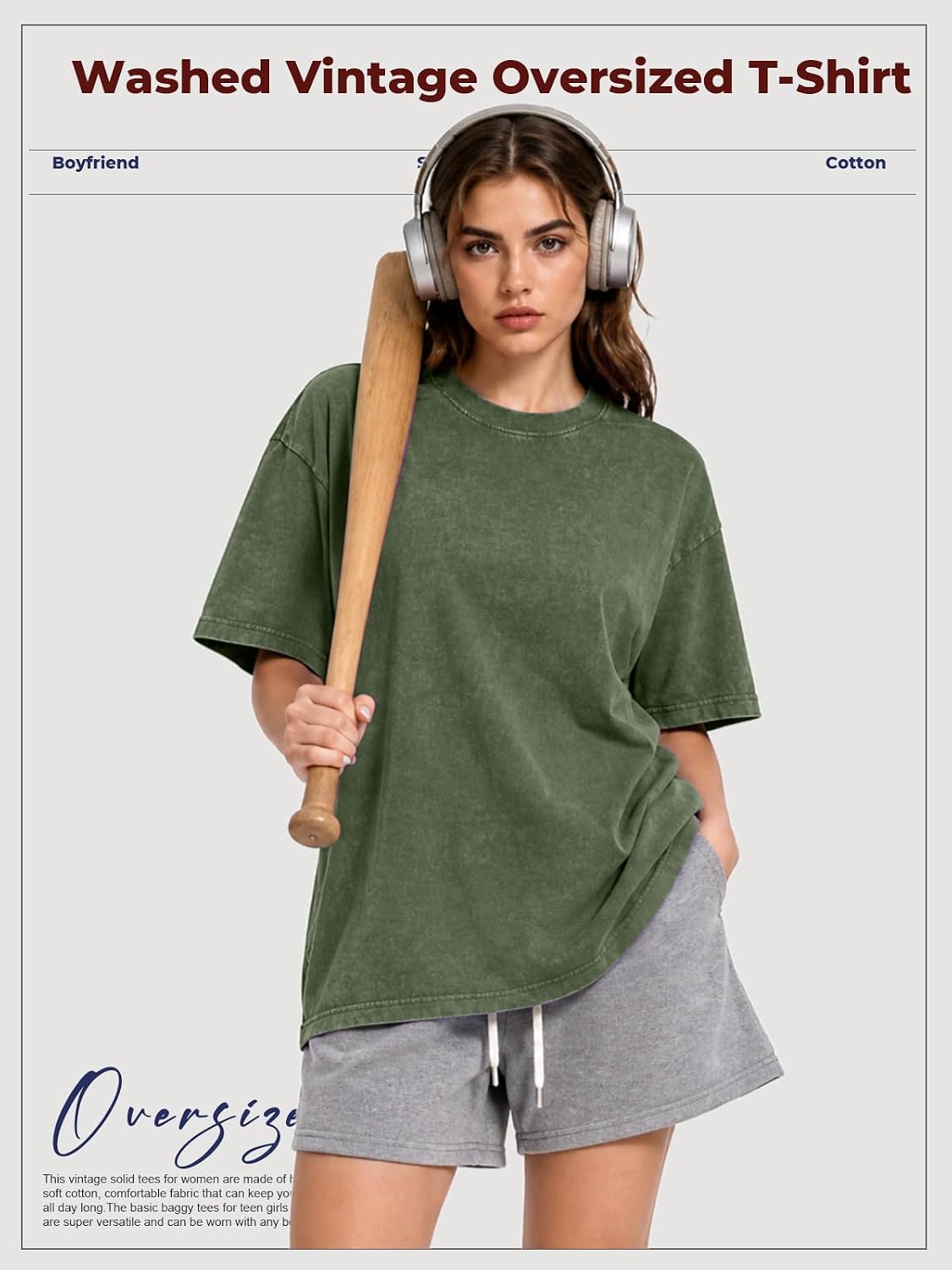 Womens Washed Vintage Oversized T-Shirt