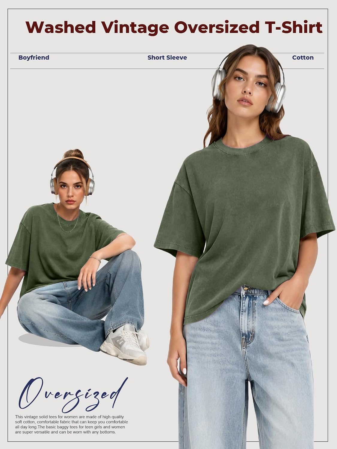 Womens Washed Vintage Oversized T-Shirt